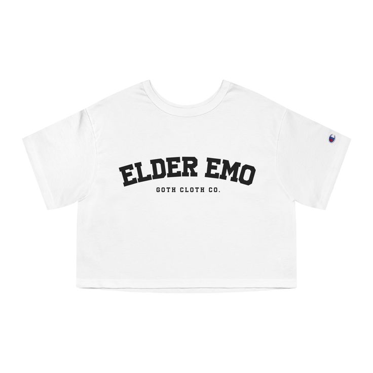 Embrace your inner emo with the Elder Emo Heavyweight Crop Top from Champion Heritage. Perfectly marrying comfort with punk rock flair, this crop top is crafted from 100% cotton jersey, ensuring both softness and durability. Featuring the iconic “C” logo on the left sleeve, this top is tailored for a modern, cropped fit that will keep you looking stylish whether you're at a concert or just hanging out. Key Features: 100% Cotton Jersey: Offers ultimate comfort and breathability. Modern Cropped Fit: Keeps your style fresh and contemporary. Signature “C” Logo: Adds a touch of iconic Champion branding. Durable Double-Needle Stitching: Ensures lasting wear. Sewn-In Label: For added comfort and convenience. XS S M L XL 2XL Length, in 18.50 19.25 20.00 20.75 21.50 22.25 Width, in 19.00 20.00 21.0 Grunge Cotton Cropped T-shirt For Streetwear, Edgy Cotton Cropped T-shirt, Emo White Tops With Letter Print, White Emo Tops With Letter Print, White Emo Style Top With Letter Print, White Emo Top With Letter Print, White Emo Crew Neck Top, White Emo Streetwear Tops, White Emo Style Top For Streetwear