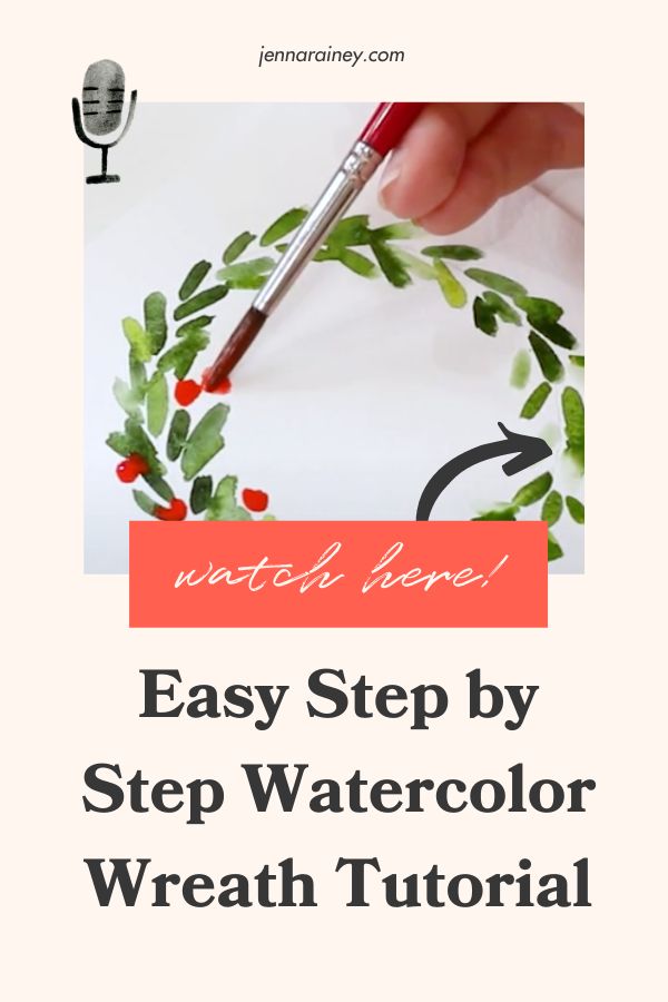 an image of watercolor wreath with the words, easy step by step watercolor wreath