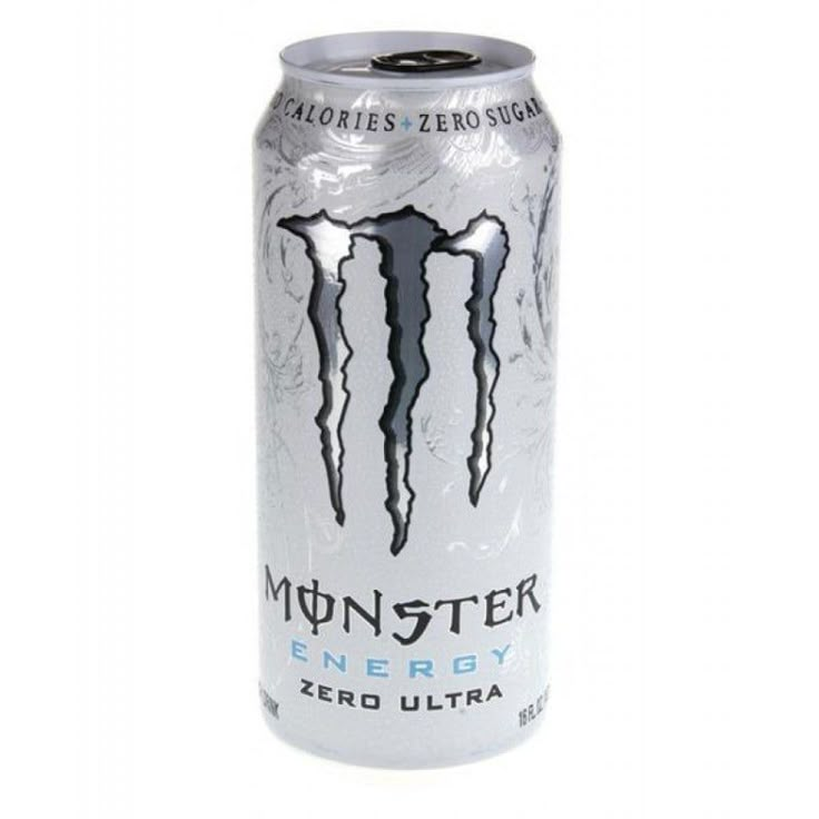 a can of monster energy drink on a white background