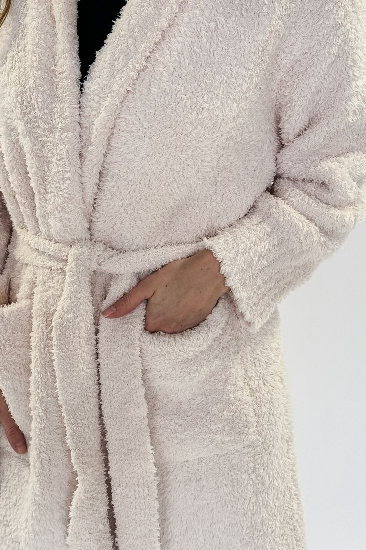 Discover the same cozy softness of our Jan Marie cabin blankets in this incredible robe! It's the perfect addition to your relaxation routine. Details Mid calf length Deep front pockets Tie Super plush, stretchy polyester Fabric | Fit | Care Miranda is wearing a size Small/Medium and is 5'6" tall. 100% polyester Machine Wash on Gentle with like colours. Winter Robes, Soft Robes, Pink Quartz, Mid Calf, Light Pink, Polyester Fabric, Lounge, The Incredibles, Long Sleeve