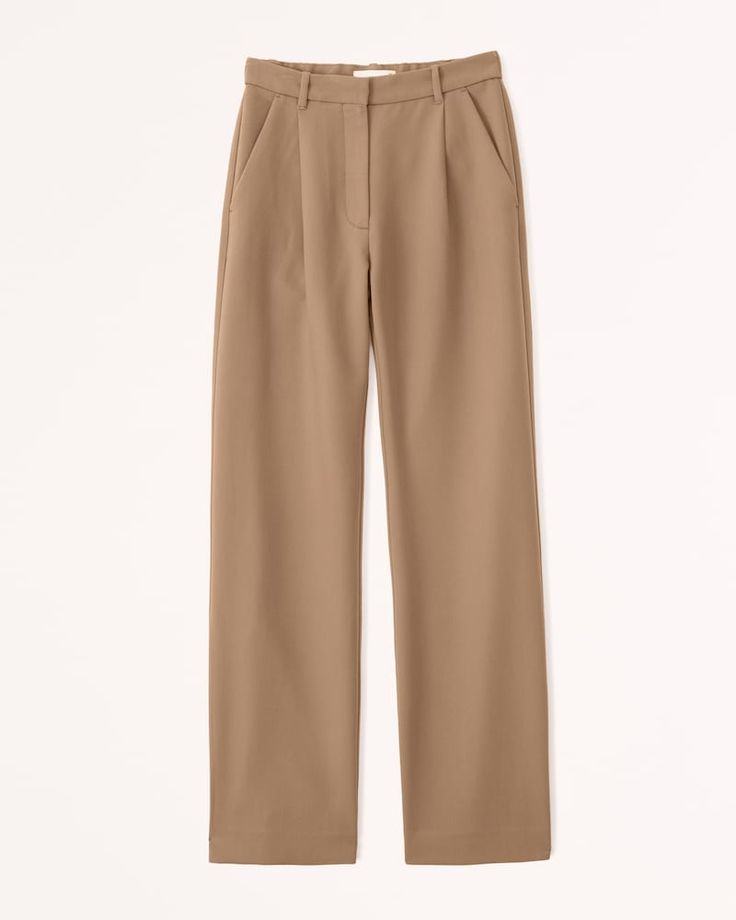 Elevate your wardrobe with the Abercrombie & Fitch Women's Tailored Relaxed Straight Pant in a sophisticated dark brown. These pants blend functionality with style, perfect for a polished yet comfortable look.

- Size: 33
- Color: Dark Brown
- Material: Polyester, Viscose, Elastane
- Gender: Female
- Features: Ultra high rise, relaxed straight fit, functional pockets, belt loops, fly closure

Crafted in a premium menswear fabric, these pants offer an easy fit with a secure closure, making them i Beige Work Pants, Capsule Wardrobe Work, High Rise Pants, Designer Shorts, Clothes Horse, Work Wardrobe, Straight Pants, Work Pants, American Apparel