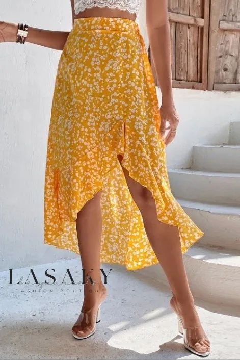 Lasaky - Elegant Tropical Floral Print Resort Skirt for Beach Getaways Beach Skirts, Midi Skirts Summer, Summer Wraps, Summer Fashion Beach, Women Bodycon Dress, Beach Skirt, Round Neck Dresses, Evening Dresses Elegant, Gowns Of Elegance