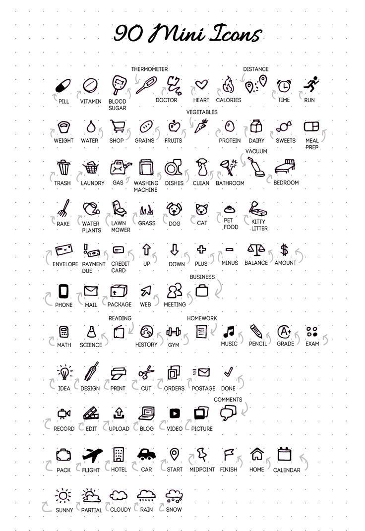 the 50 mini icons are shown in black and white