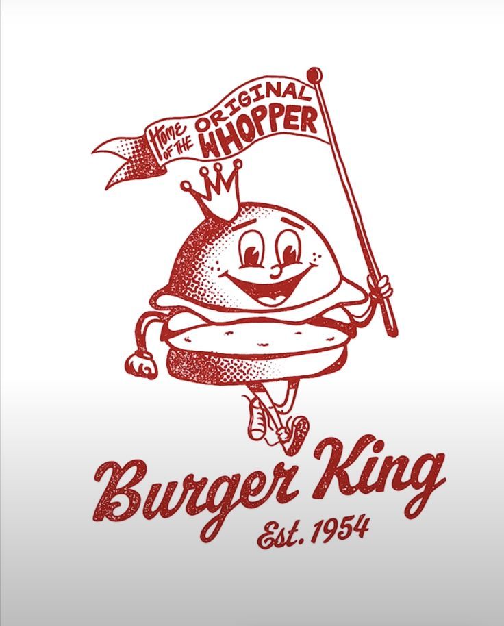 the original burger king logo with a smiling hamburger holding a flag in it's hand