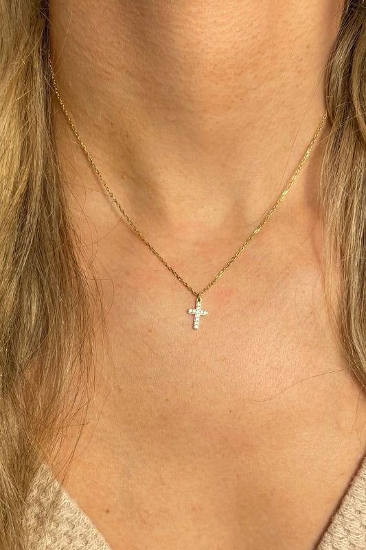 detailed and dainty, just how we like it✨😍 16" chain 14K gold plated stainless steel chain and charm waterproof and sweat proof! 14k Gold-filled Pendant Charm Necklace With Clavicle Chain, Dainty 14k Gold Filled Pendant Charm Necklace, Everyday Pendant Charm Necklace With Gold Chain, Everyday Gold Chain Pendant Charm Necklace, Everyday Gold Plated Cross Pendant Necklace, Dainty Gold Plated Charm Necklaces Tarnish Resistant, Dainty Gold Plated Charm Necklace, Tarnish Resistant, Silver Charm Necklaces With Gold Chain In Dainty Style, Dainty Yellow Gold Cross Necklace With Adjustable Chain