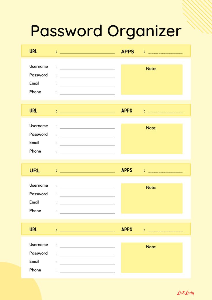 Yellow Minimalist Password Organizer Password Game Word List, Password Tracker Template, Password Tracker Printable, Internet Slang, Printable Password Tracker, Yellow Minimalist, Bullet Journal Password Page, Good Passwords, Password Organizer