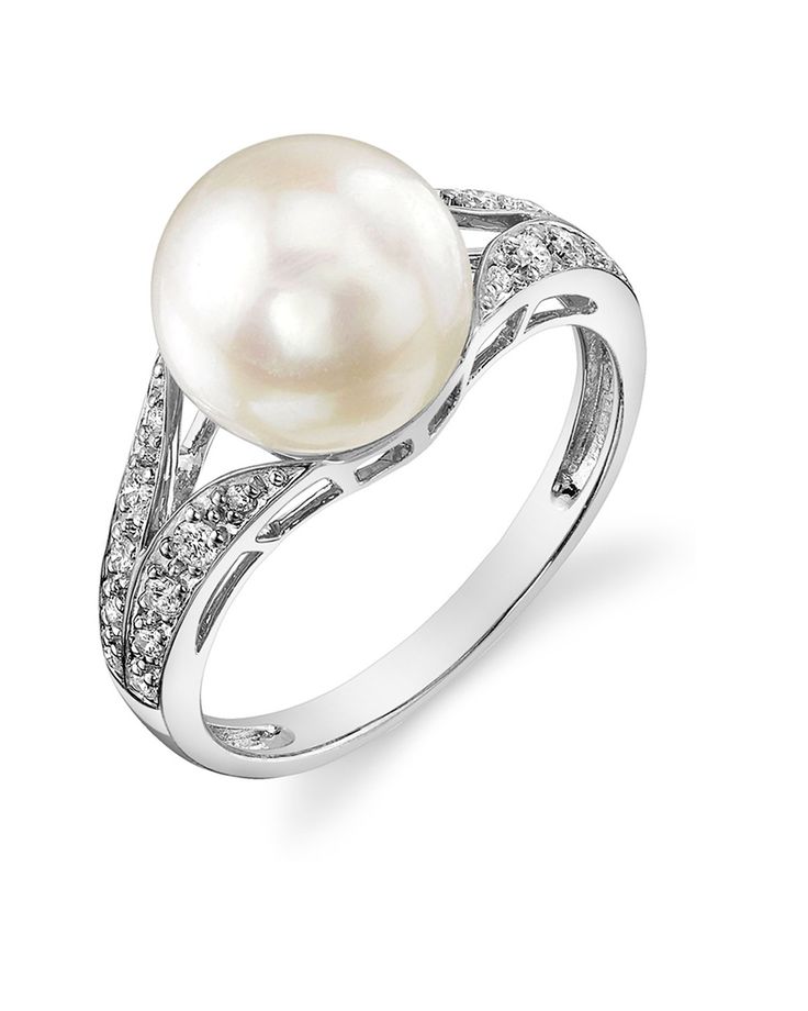 This gorgeous 14K white gold pearl ring is mounted with a beautiful 9.5-10mm AA+ quality Japanese Akoya pearl with 'Very High' luster (please see our Akoya pearl grading section for more information). This beautiful pearl ring includes diamonds and is made of the highest quality 14K gold. All pearl rings are approved by our staff of GIA pearl experts and come packaged in a beautiful pearl jewelry box. Please view the options below to customize your pearl ring to your specifications. Formal White Diamond Ring With Pearl Drop, Formal White Pearl Ring, White Pearl Rings With Brilliant Cut, Classic White Gold Diamond Ring With Pearl, Classic White Gold Pearl Diamond Ring, Formal White Gold Ring With Pearl Drop, White Pearl Drop Ring For Formal Occasions, Formal White Pear-shaped Diamond Ring, Classic White Pearl Ring