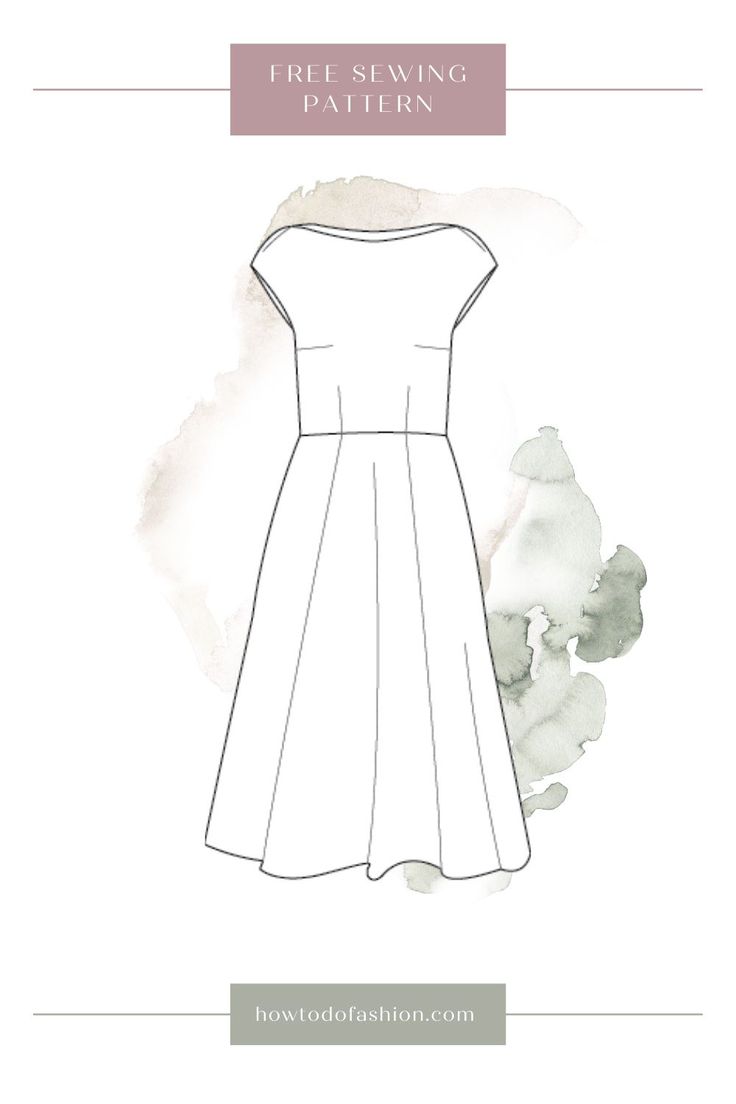 a white dress with the words free sewing pattern on it and an illustration of a woman's dress