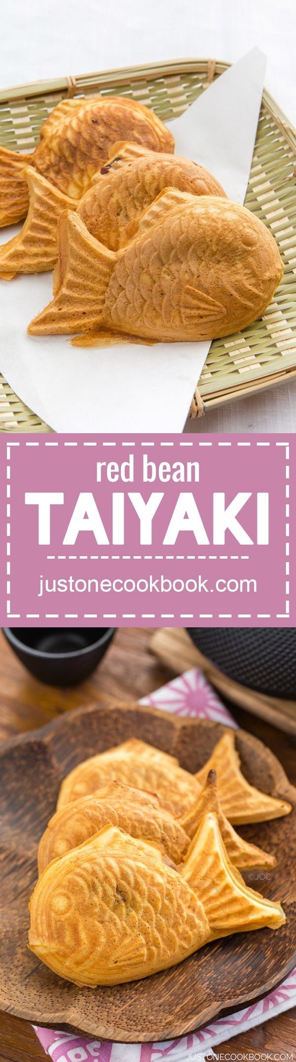 red bean tayak on a wooden cutting board with text overlay that reads, red bean tayak