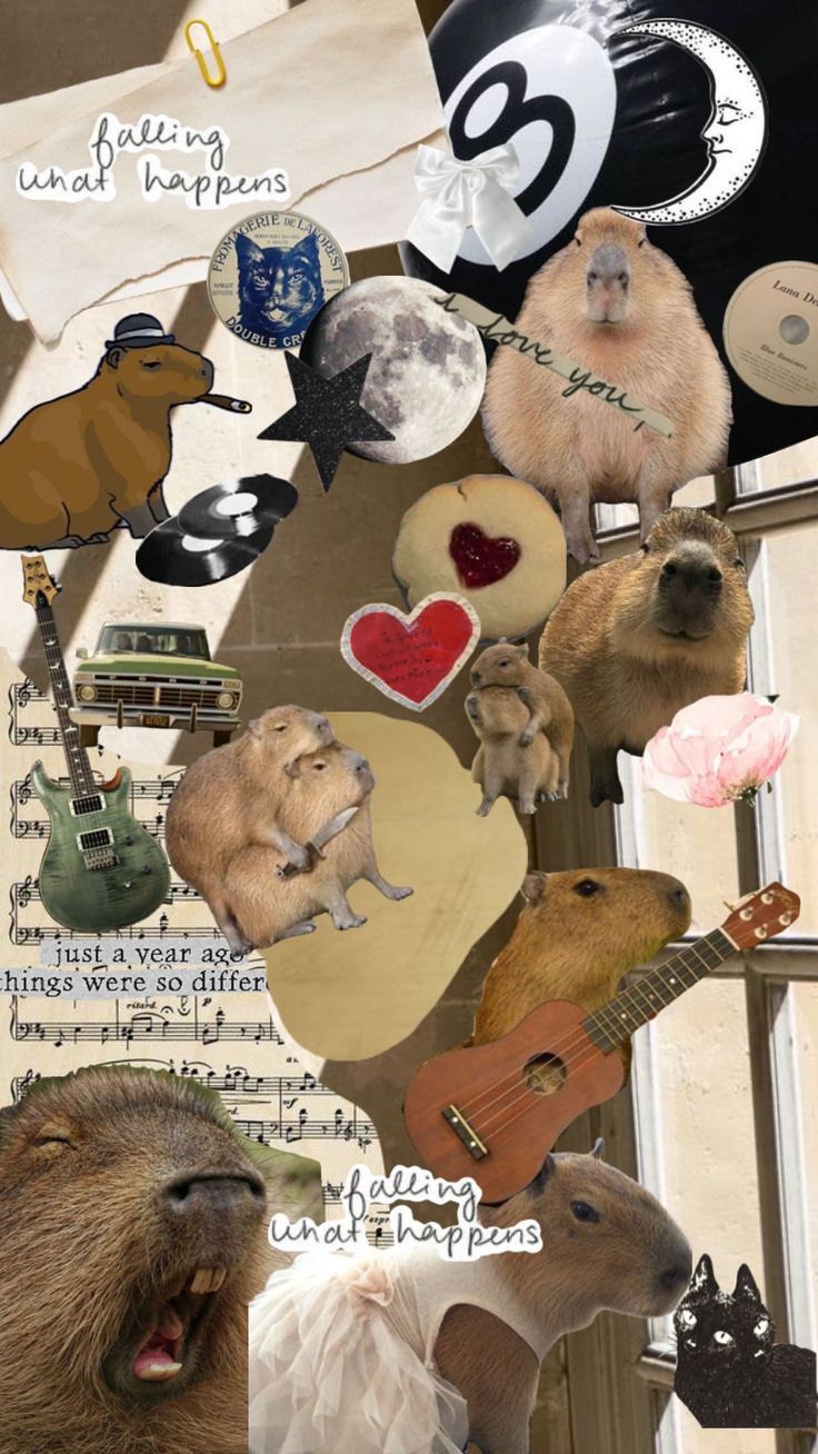 an animal collage with many different pictures on it's face, including animals and letters