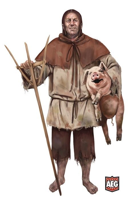 a painting of a man holding a dog and standing next to a stick in his hand