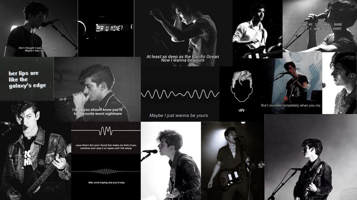 black and white collage with images of young men singing, playing guitar, singing into microphones