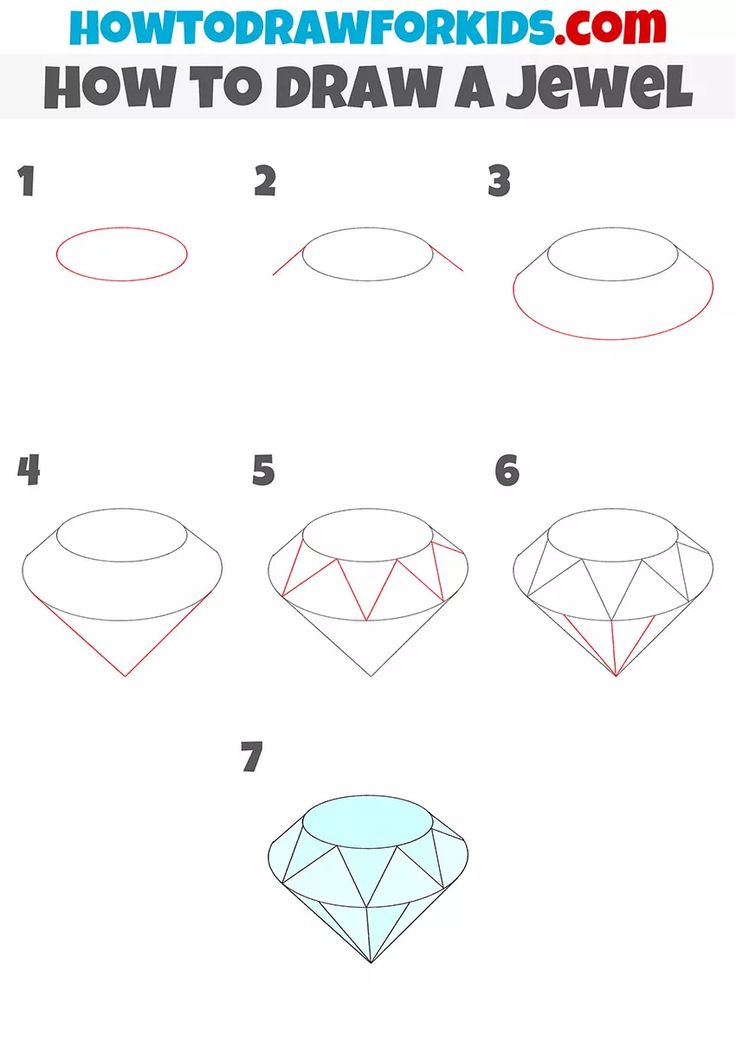 how to draw a diamond step by step instructions for kids and beginners with pictures