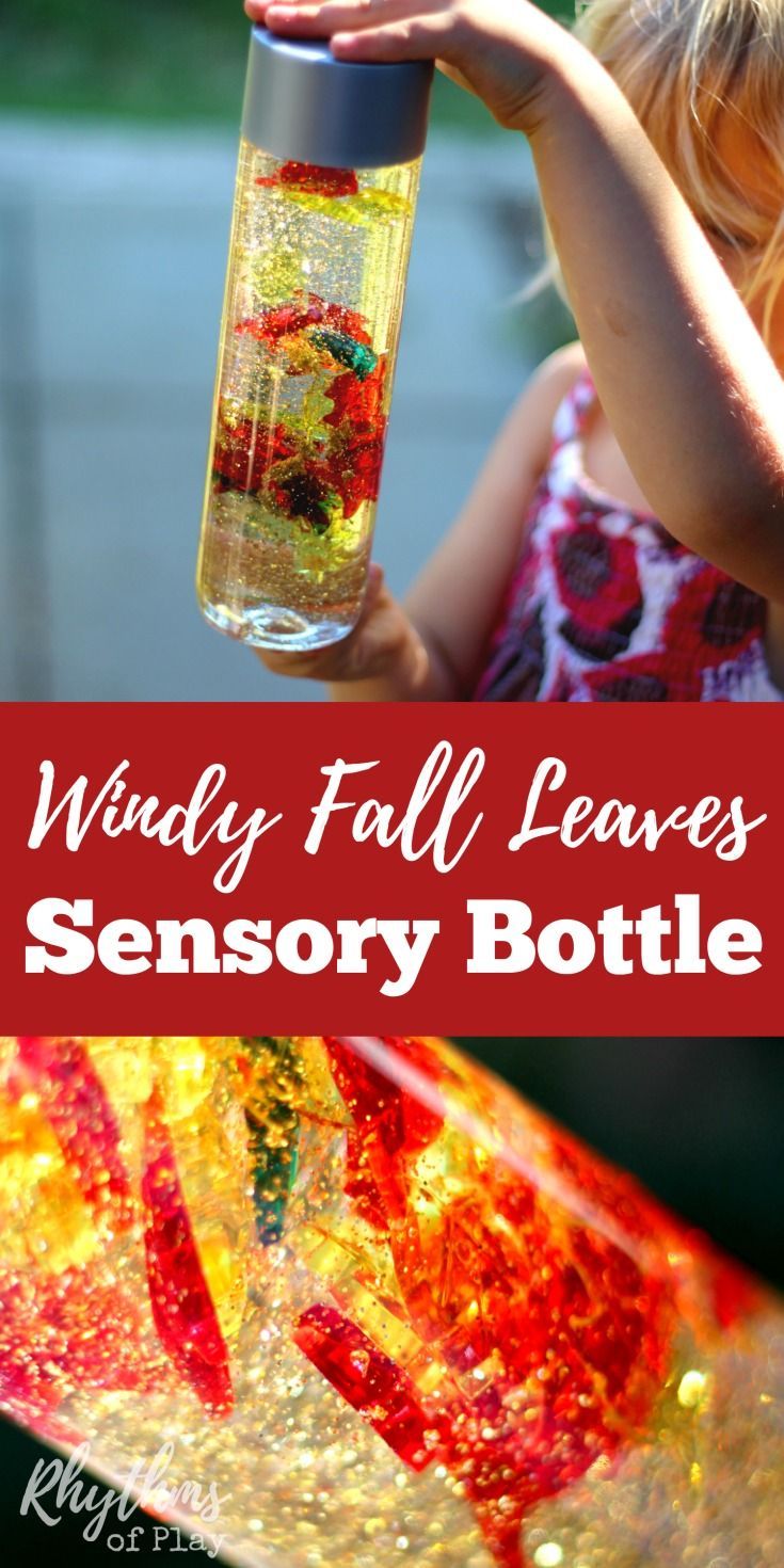 Calm down sensory bottles like this windy fall leaves sensory bottle are commonly used for safe no mess sensory play, a time out tool, and to help children (and adults) calm down and unwind. Discovery bottles are also the perfect way for babies and toddlers to safely investigate small items like these autumn leaves without the risk of choking on them. This one can also be used to help teach about the wind and changing seasons. Leaves Sensory, Calm Down Jar, Sensory Play Toddlers, Fall Sensory, Tactile Sensory, Discovery Bottles, Sensory Bottle, Preschool Fall, Infant Room