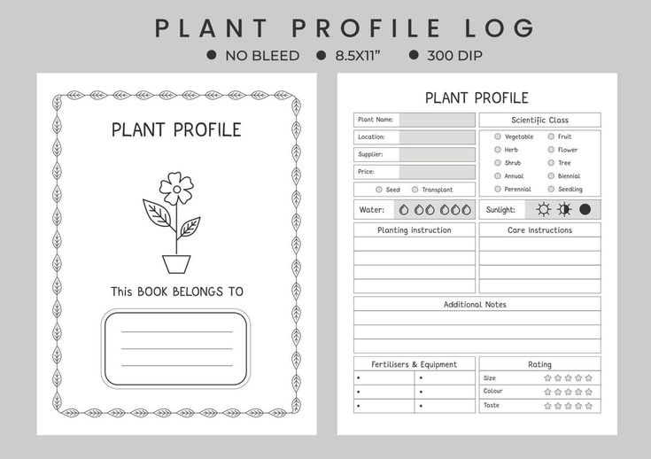 the plant profile log is shown in black and white, with text that reads plant profile log