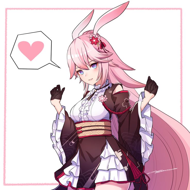 an anime character with pink hair and bunny ears