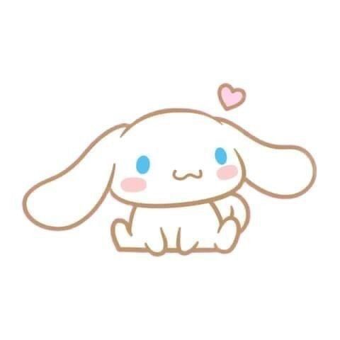 a cute little bunny sitting down with a heart on its forehead and eyes closed,