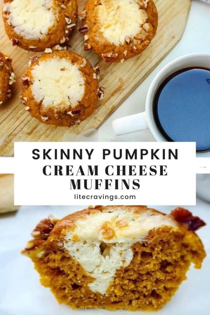 pumpkin cream cheese muffins on a white plate