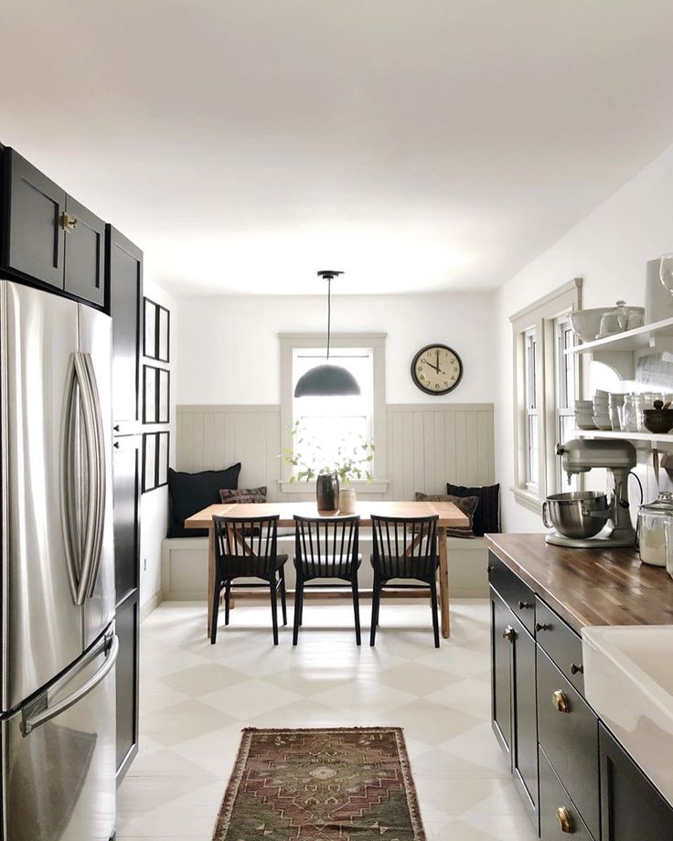 the kitchen is clean and ready to be used as a dining room or family room