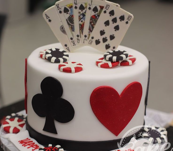 an image of a birthday cake with playing cards on it