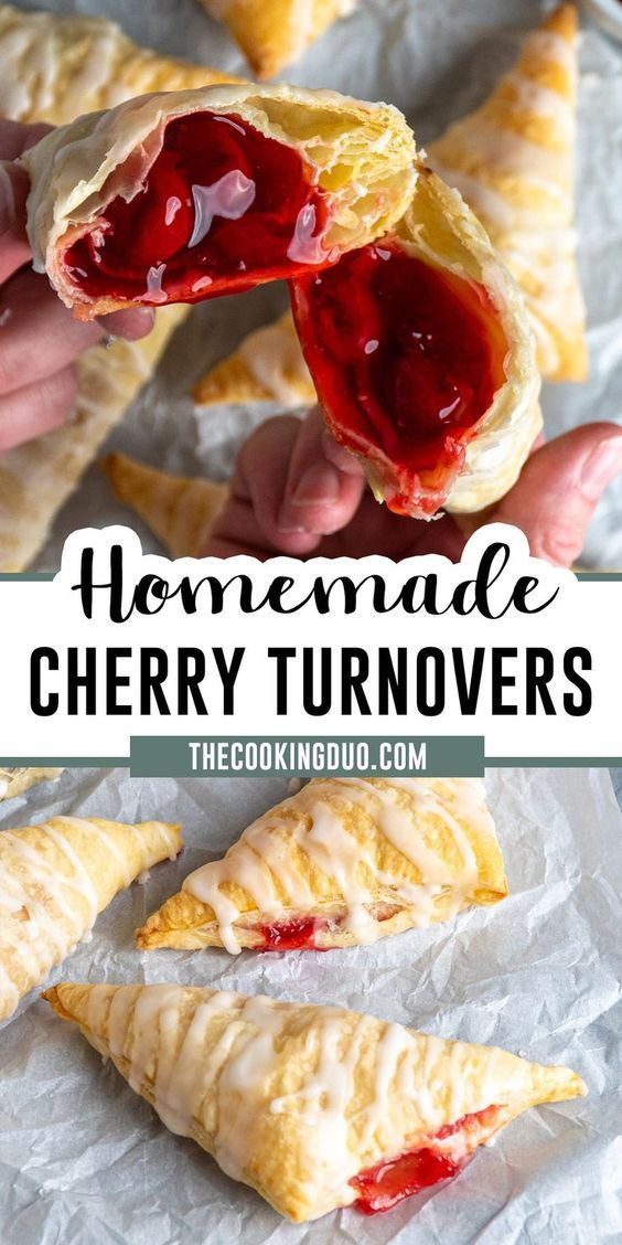 homemade cherry turnovers with text overlay