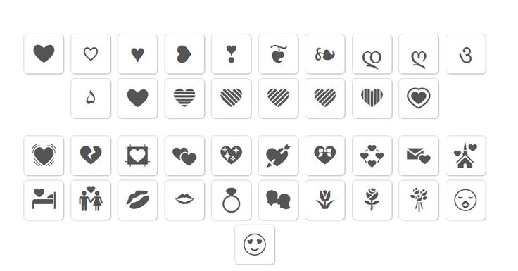 the icons are arranged in different shapes and sizes, including hearts, flowers, arrows, people