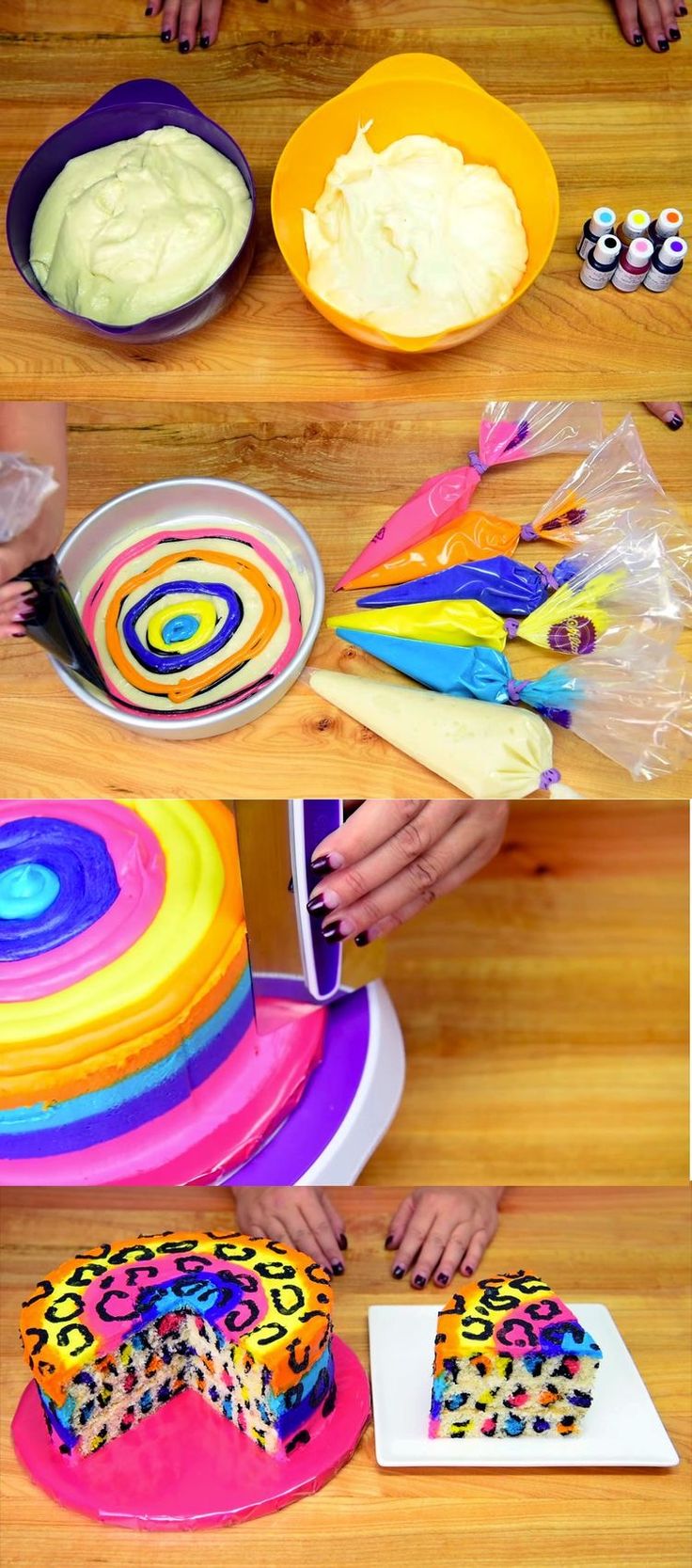 people are making colorful cakes on the table