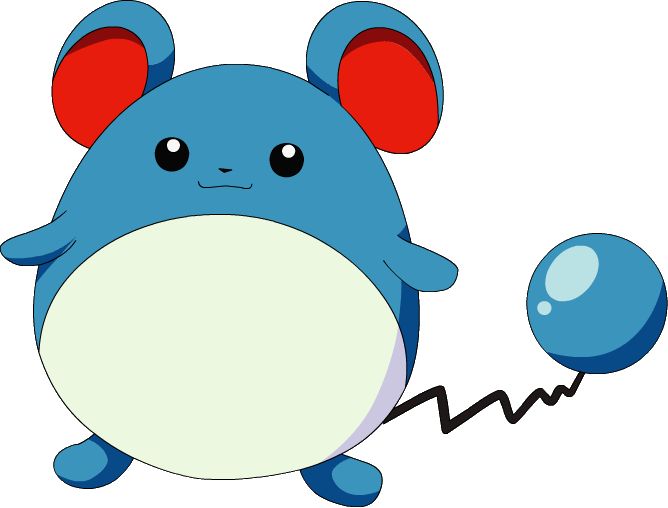 a blue and white cartoon character with red ears holding a ball in one hand and an arrow in the other