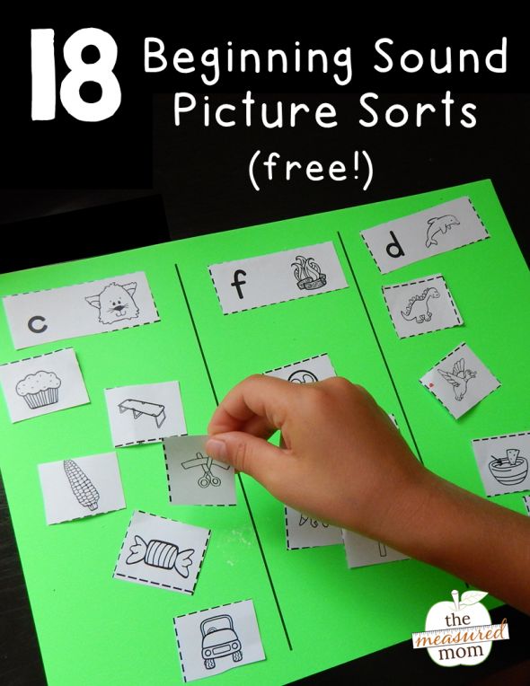 a hand holding a piece of paper with the words beginning sound picture sorts free on it