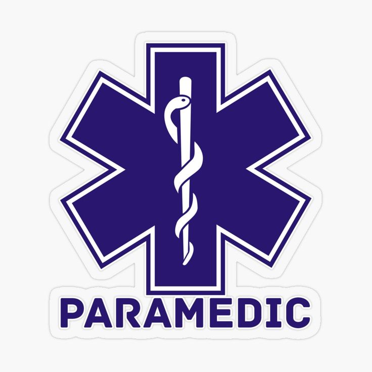 the paramedic sticker is shown in blue and white with an emt symbol