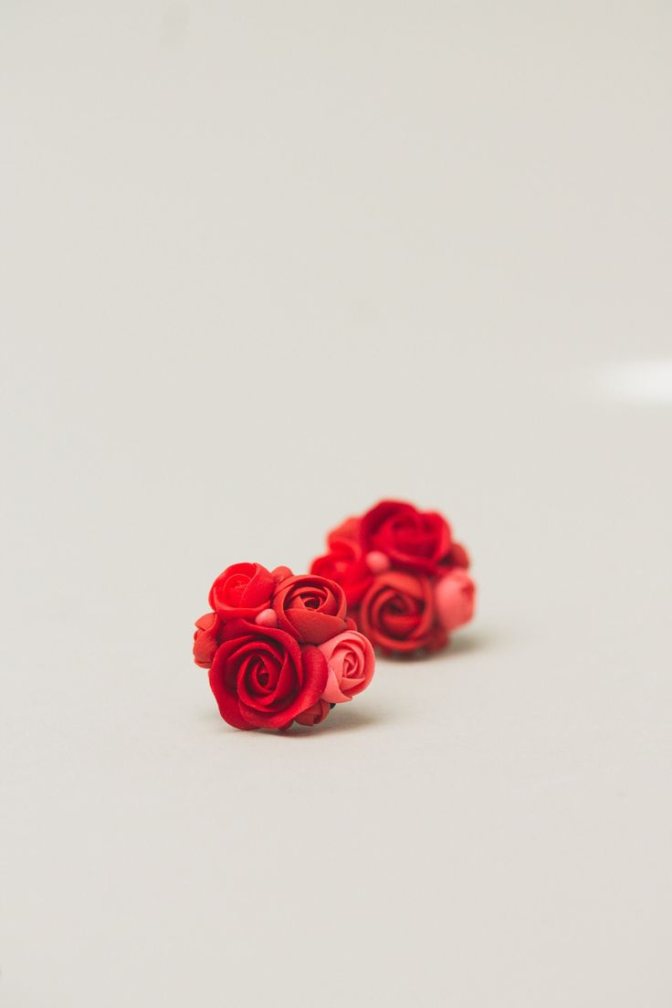 Red Flowers bouquet stud earrings Red Flower Earrings For Wedding, Red Handmade Flower Earrings, Red Flower Earrings For Formal Occasions, Red Polymer Clay Flower Earrings For Gift, Red Flower-shaped Earrings With Handmade Flowers, Handmade Flower-shaped Red Earrings, Red Flower-shaped Earrings With Rose Design, Red Earrings With 3d Flowers For Gift, Red Flowers Bouquet