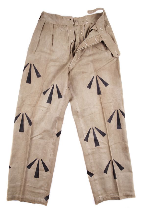 Vintage British prison trouser (with broad arrow print.) Prison Uniform, Tactical Fashion, Wind In The Willows, Arrow Pattern, Arrow Print, Vintage Trousers, Pillbox Hat, Costume Outfits, White Jacket