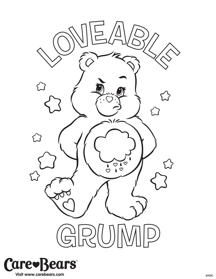 a teddy bear holding a heart with stars on it's chest and the words care bears