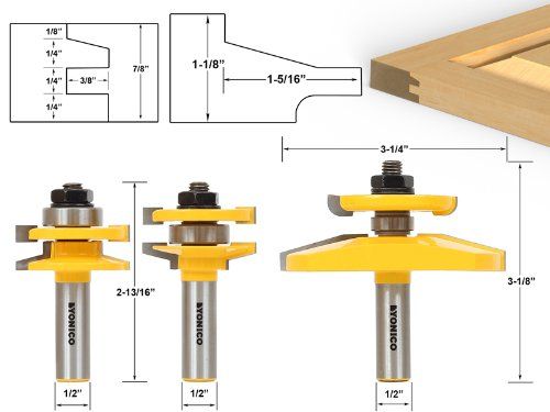 three different types of woodworking tools with measurements and description for each piece in the image