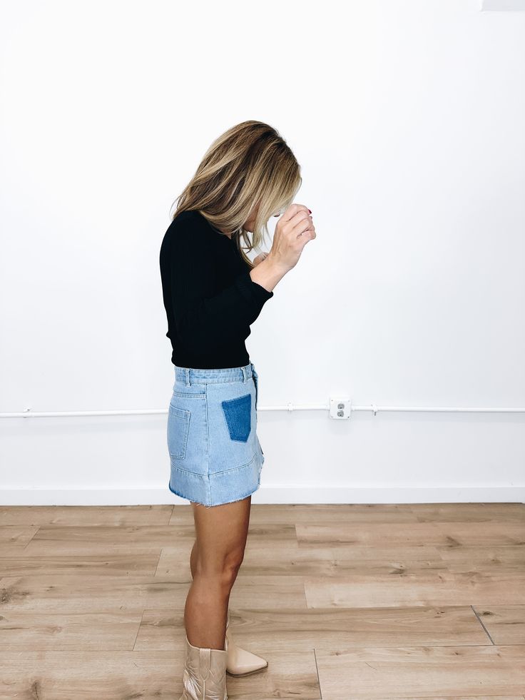 Our Miriam Denim Skirt is a darling mini. Dress it up with a fun blouse and heels or down with a white tee and sneakers! Size Small fits like a 0/2, Size Medium fits like a 4/6, Size Large like a 8/10. Lindsey is 5'3 and is wearing a size Small 100% Cotton Measurements across laying flat: Small: Waist 14" | Length 14" Medium: Waist 15" | Length 15" Large: Waist 16" | Length 16" WE ONLY OFFER STORE CREDIT FOR RETURNS! Feel free to email us at info@emersoncharles.com or DM us with any questions re Trendy Mini Bottoms For Spring, Fitted Casual Jean Shorts For Night Out, Blue Cutoff Mini Skirt For Spring, Casual Fitted Jean Shorts For Spring, Casual Fitted Jean Shorts For Night Out, Casual Medium Wash Mini Skirt For Spring, Chic Cutoff Denim Skirt For Spring, Chic Stretch Jean Shorts For Spring, Casual Blue Mini Length Jean Shorts