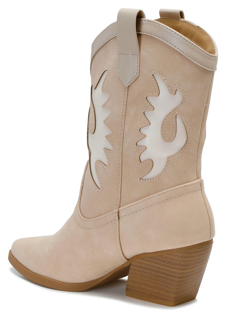 Western Ankle-high Moto Boots For Spring, Casual Mid-calf Boots For Spring, Spring Casual Mid-calf Boots, Casual Wide Calf Moto Boots For Spring, Spring Western Moto Boots With Round Toe, Spring Western Style Moto Boots With Round Toe, Western Style Moto Boots With Round Toe For Spring, Casual Snip Toe Mid-calf Boots For Fall, Casual Snip Toe Boots For Spring