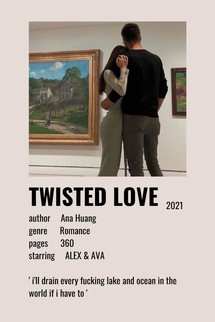 a man and woman standing next to each other in front of a painting with the words twisted love on it