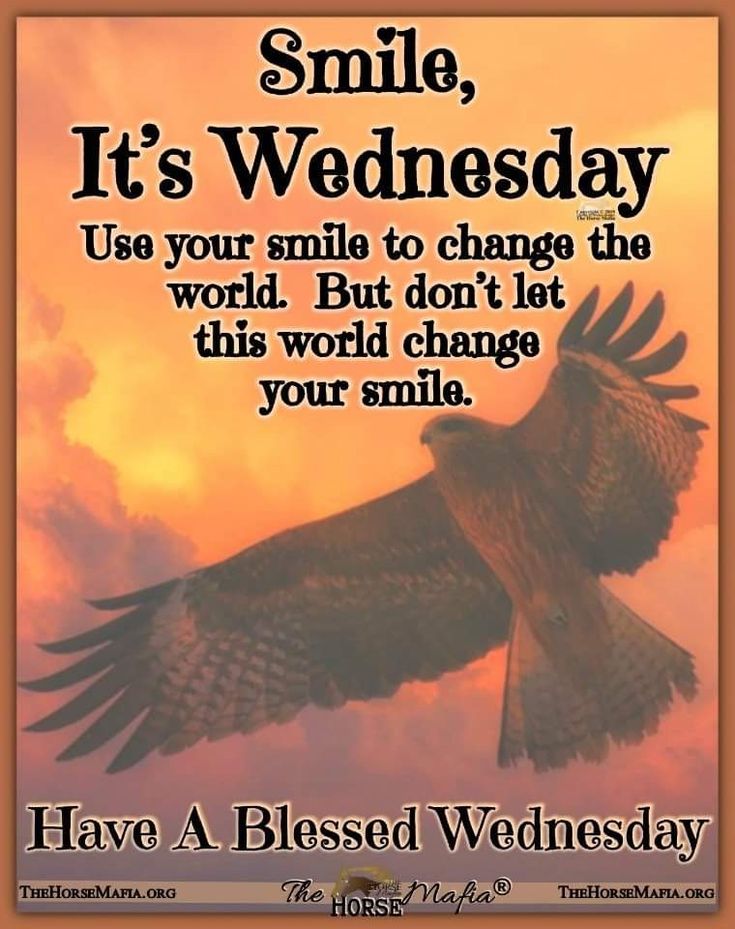 a poster with an eagle flying through the sky and saying, smile it's wednesday use your smile to change the world but don't let this world change your smile