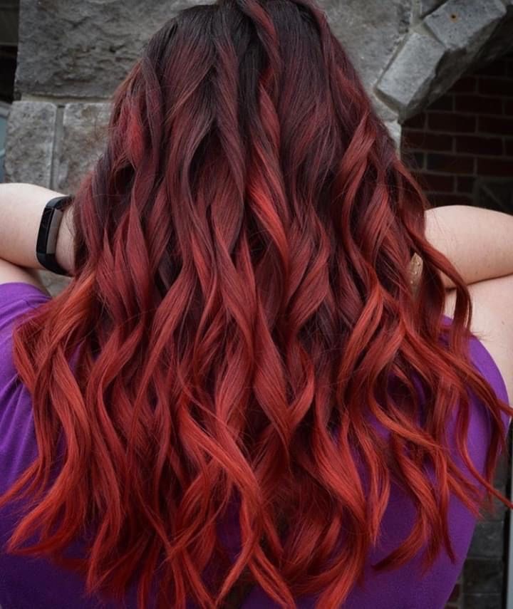 Brown Red Ombre Hair, Red Summer Hair, Redhair Ombre, Brown To Red Ombre, Brazilian Wavy Hair, Light Red Hair, Red Balayage Hair, Red Copper Hair Color, Red Ombre Hair