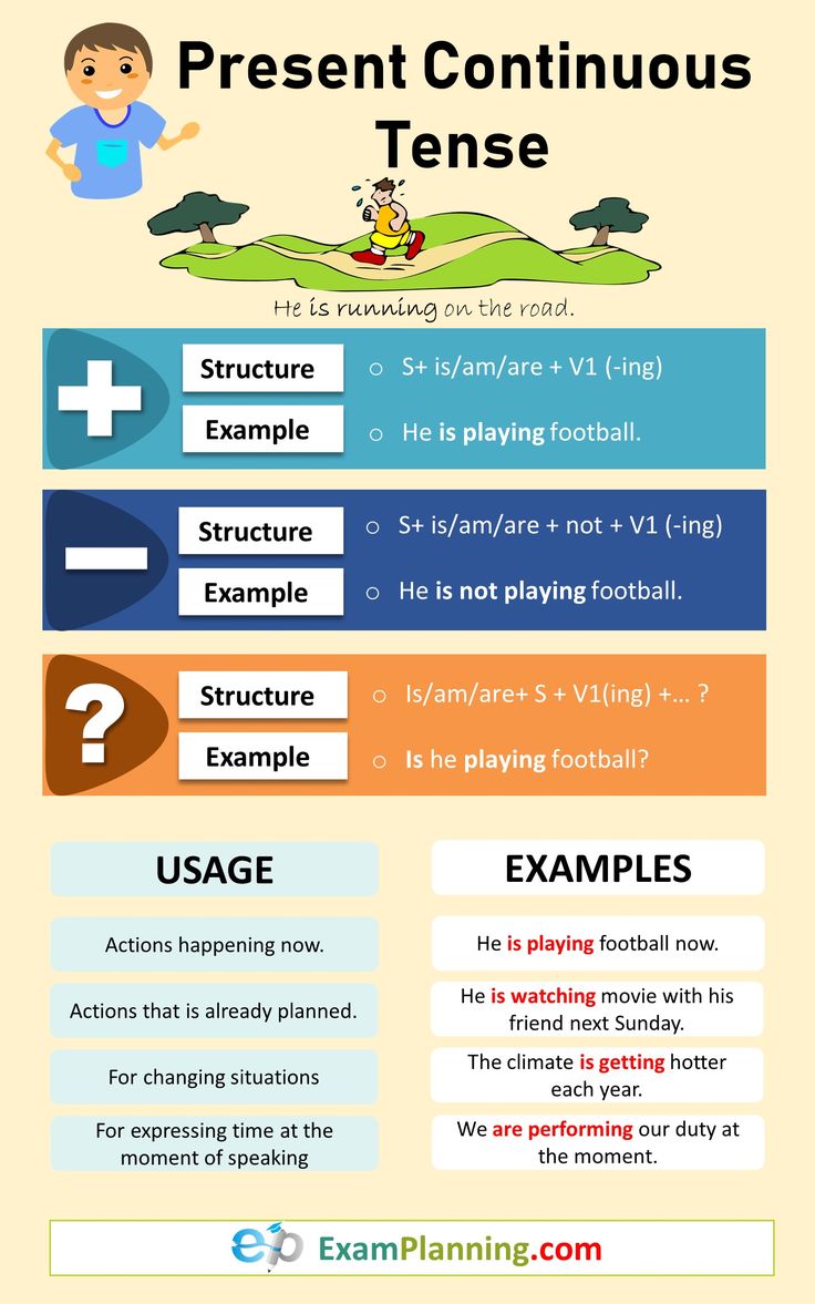 an info sheet with the words present continuous tense