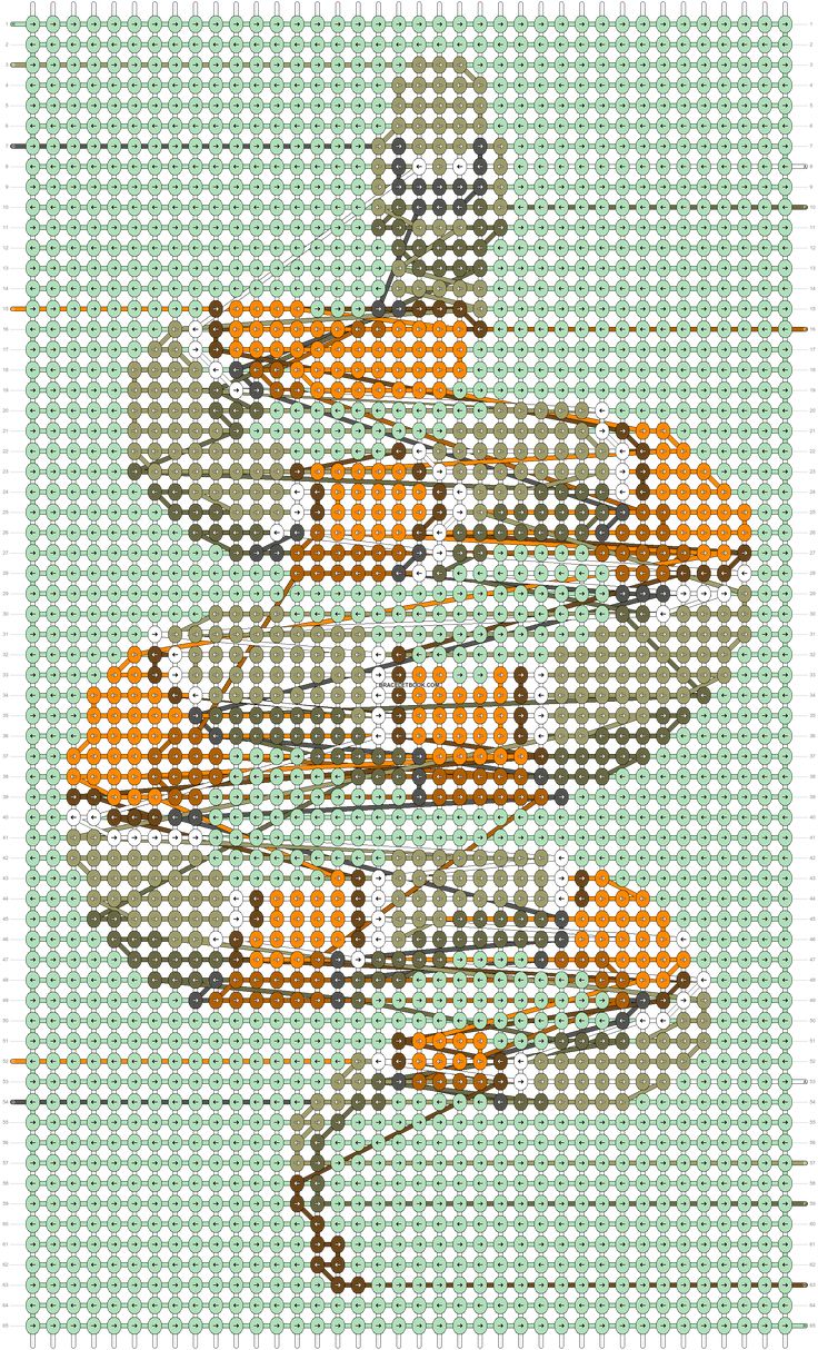 a cross stitch pattern with an orange and white fish