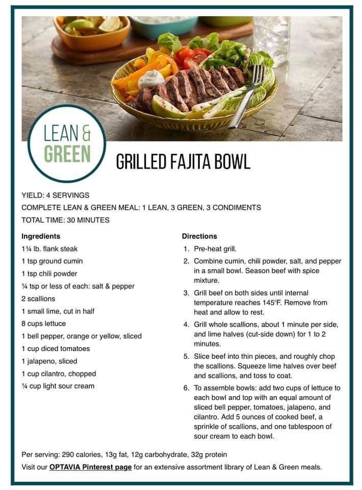 the recipe for grilled fajita bowl is shown