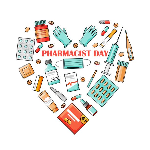 a heart shaped with medical items and the words pharmist day