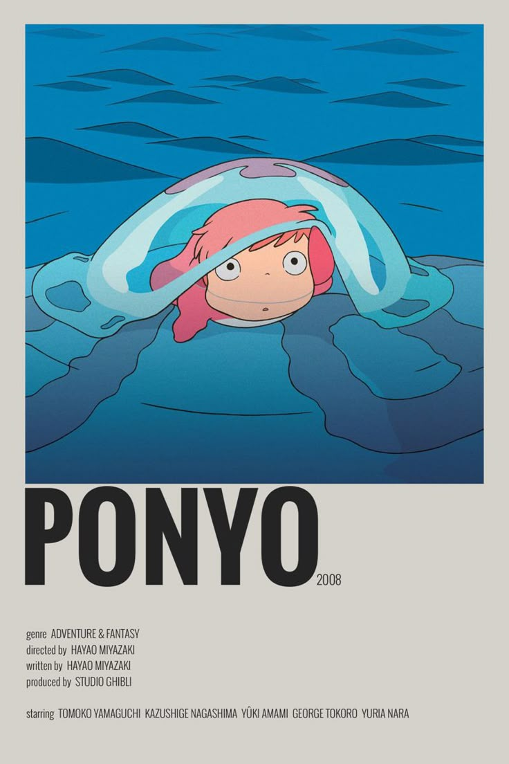 Ponyo Aesthetic Poster, Ponyo Anime Poster, Ponyo Minimalist Poster, Alternative Minimalist Album Covers Studio Ghibli, Ponyo Posters, Ponyo Movie Poster, Anime Posters Minimalist, Ponyo Anime, Ghibli Ponyo