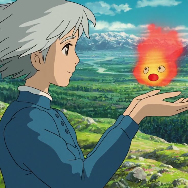 an anime character holding out his hand with fire in the background