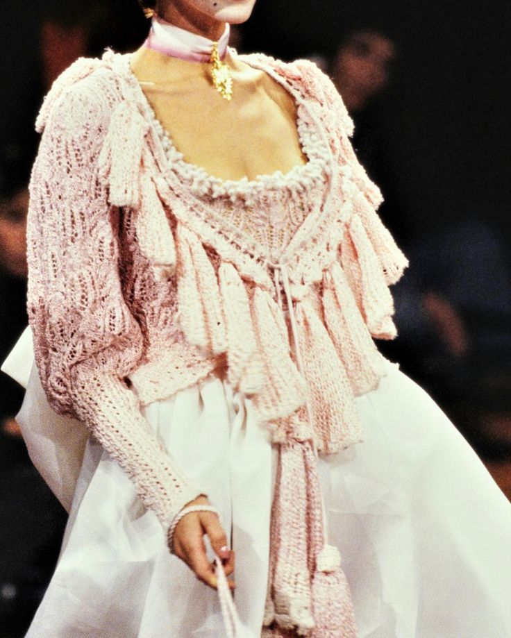 Vivienne Westwood 1994, Crochet Pieces, Cafe Society, Knit Sweater Coat, Runway Fashion Couture, 80s And 90s Fashion, The Vivienne, Scarf Dress, The Cafe