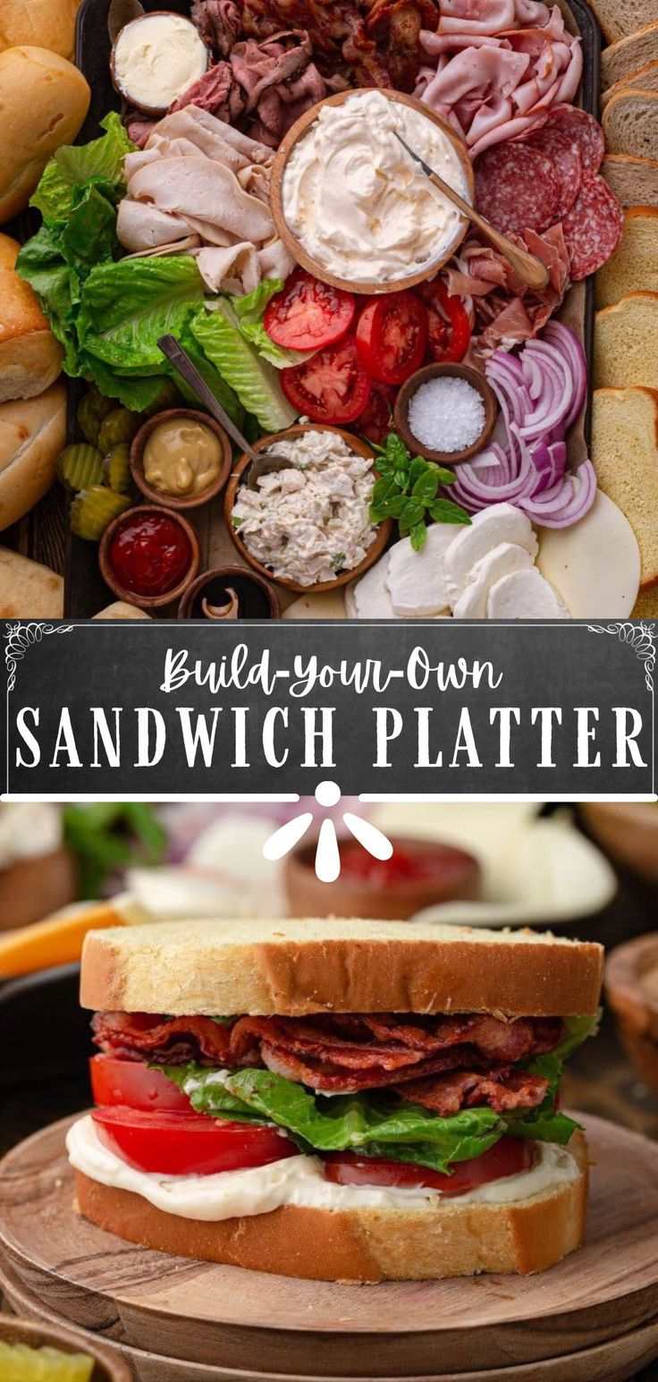 sandwich platter with meat and vegetables on it