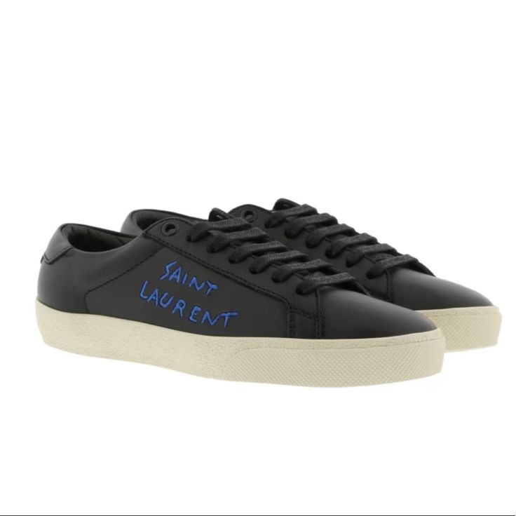 Elevate Your Style With These Court Classic Sl 06 Sneakers From Saint Laurent. Designed For Women, These Sneakers Feature A Lace-Up Closure, A Round Toe, Embroidered Logo Detail, And A Padded Tongue And Collar For Maximum Comfort. Made From Calf Leather With A Rubber Sole, These Sneakers Are Both Stylish And Durable. Brand New! Black Custom Sneakers With Embroidered Logo, Black Custom Lace-up Sneakers With Embroidered Logo, Black Lace-up Custom Sneakers With Embroidered Logo, Black High-top Custom Sneakers With Embroidered Logo, Black Lace-up Sneakers With Embroidered Logo, Black Embroidered Logo Lace-up Sneakers, Designer Low-top Custom Sneakers With Vulcanized Sole, Designer Sneakers With Leather Sole For Streetwear, Casual Black Custom Sneakers With Embroidered Logo