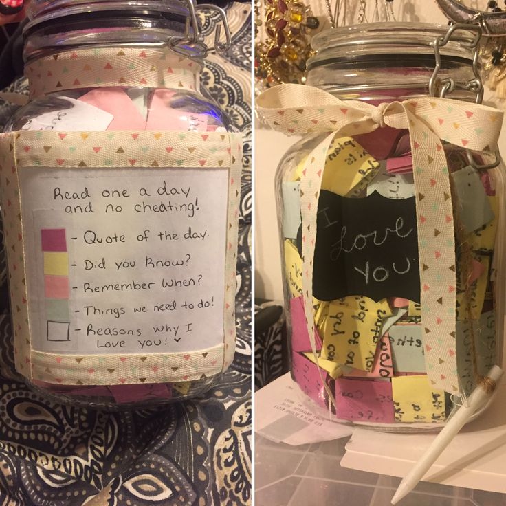 two jars filled with different types of paper and some writing on the inside one is labeled i love you