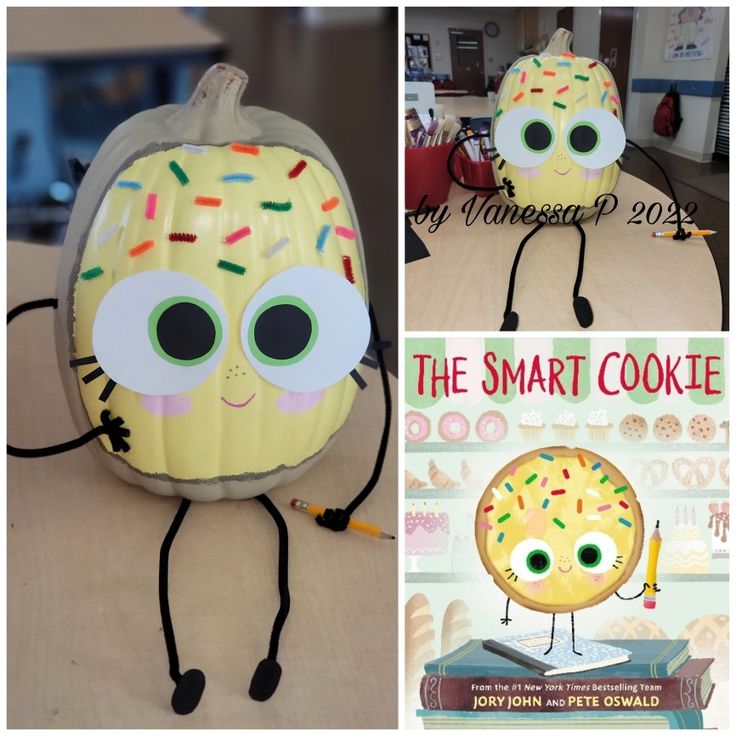 the smart cookie is made to look like it has sprinkles on its face